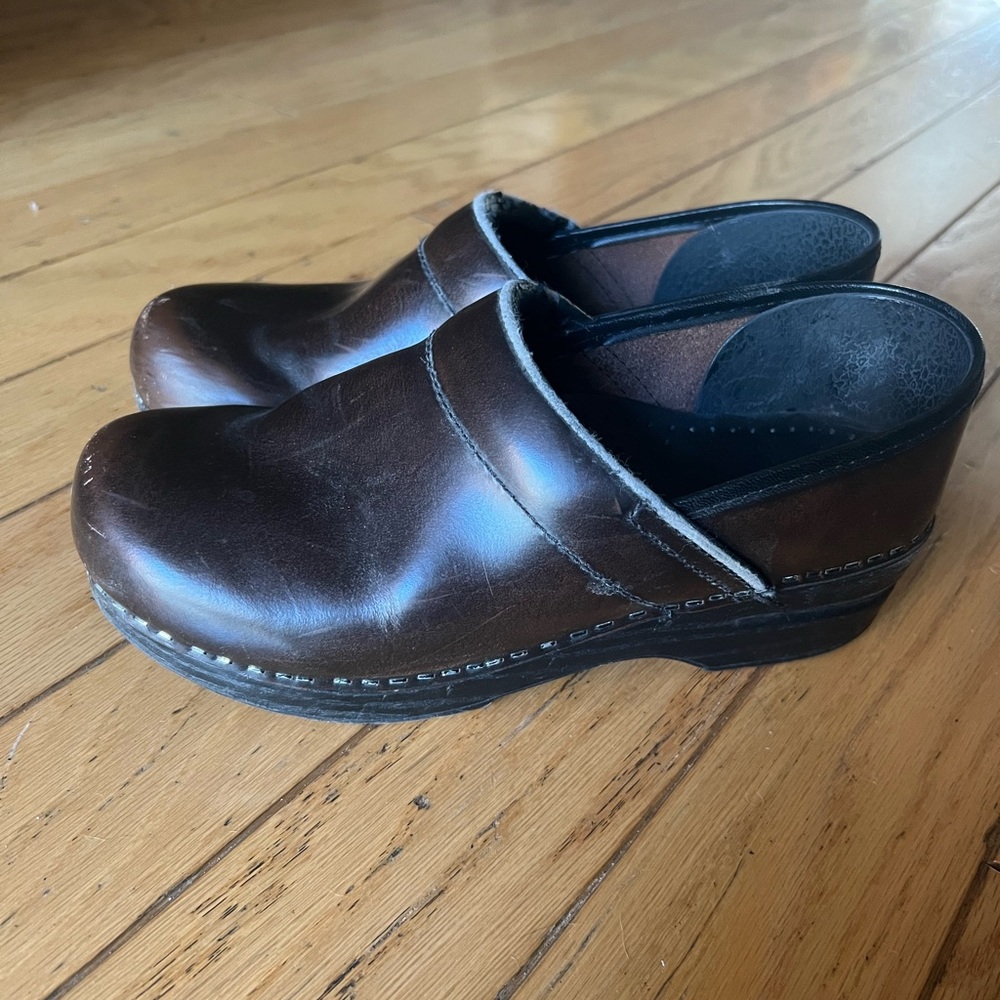 Brown Leather Clogs